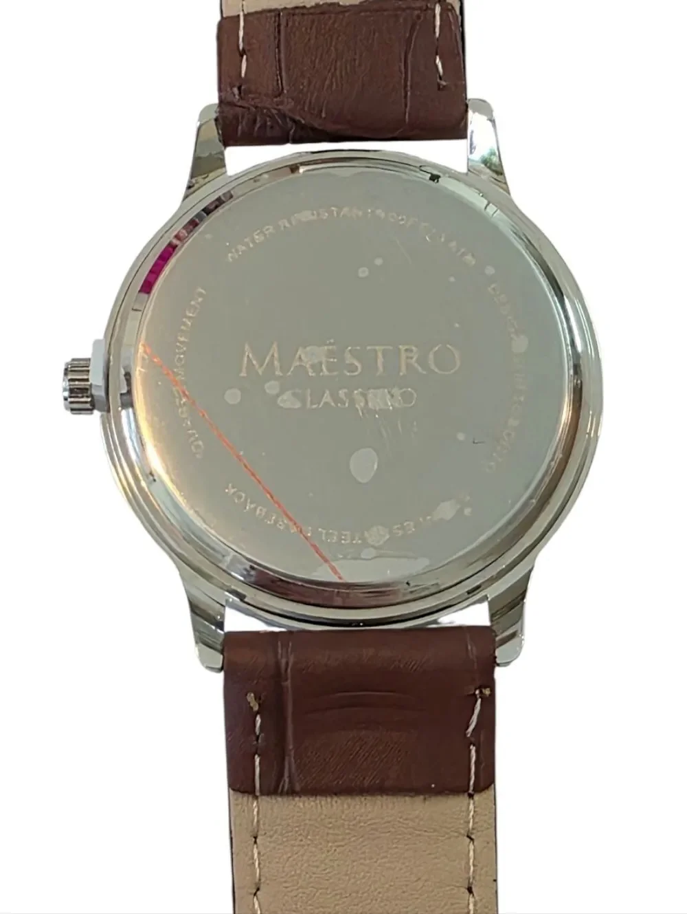 Maéstro Classic Silver Dial Watch with Brown Leather Strap